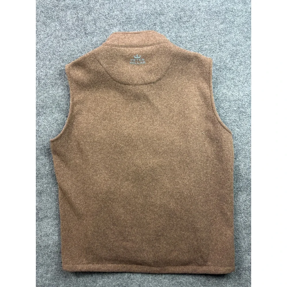 Peter Millar Warmth Vest Mens Large Brown Full Zip Fleece Sweater Knit 66292